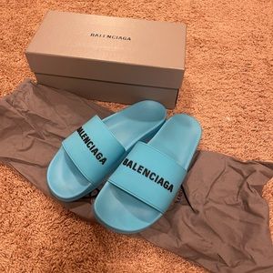 Balenciaga pool slide logo smooth rubber